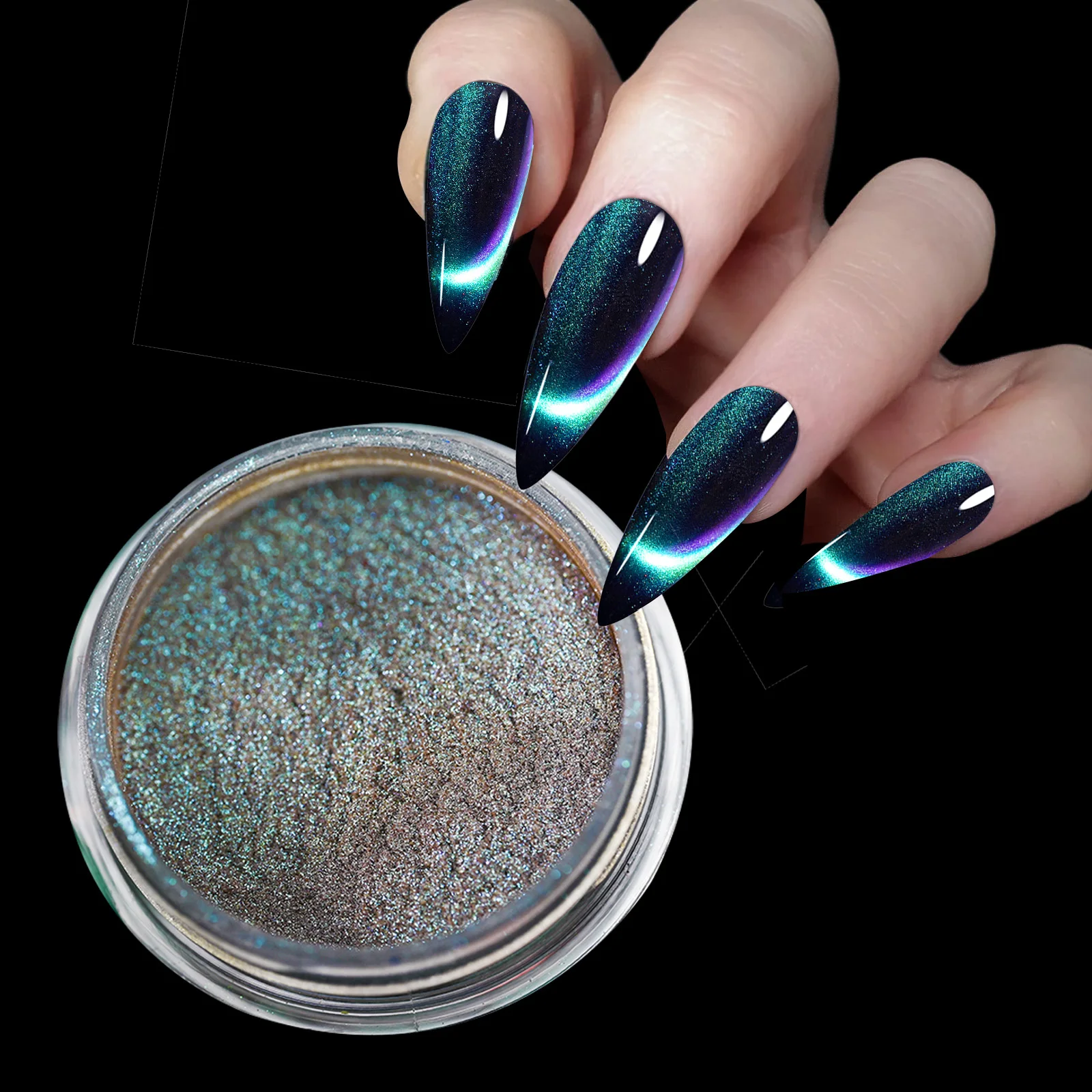 Nail Powder Gel Nail Polish Nail Glitter Nail Pigment Nail Decoration Nail Decorations 9D HD Cat Magnet Nail Powder Shinning Chameleon Effect Glitter Chrome Pigment Dust UV Gel Polish Nail Art Glitters Cats Eyes