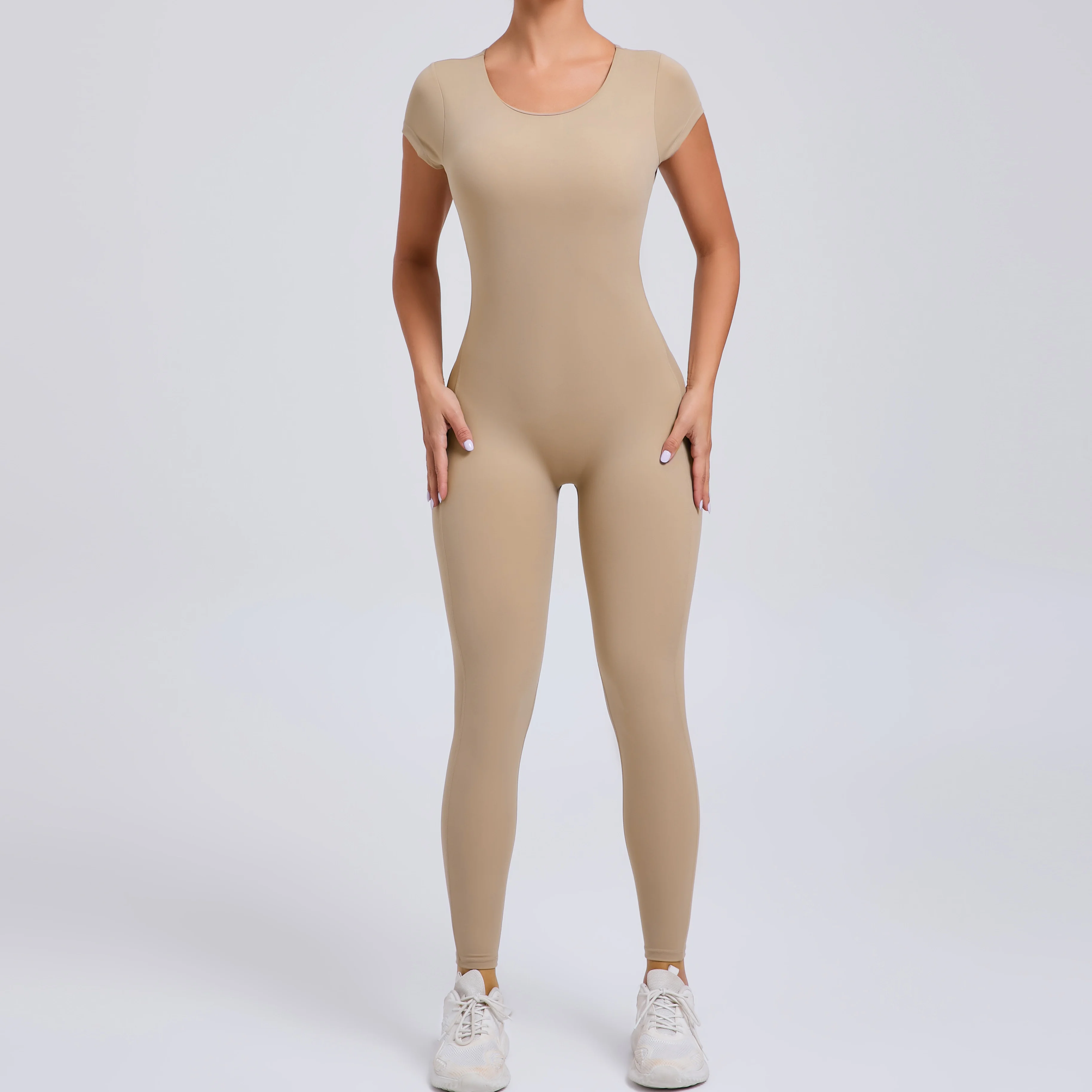 Tuta da yoga imbottita senza schienale monopezzo Pagliaccetti femminili Abbigliamento da yoga ad asciugatura rapida Tute da allenamento Scrunch Tuta sportiva da donna - immagine 2