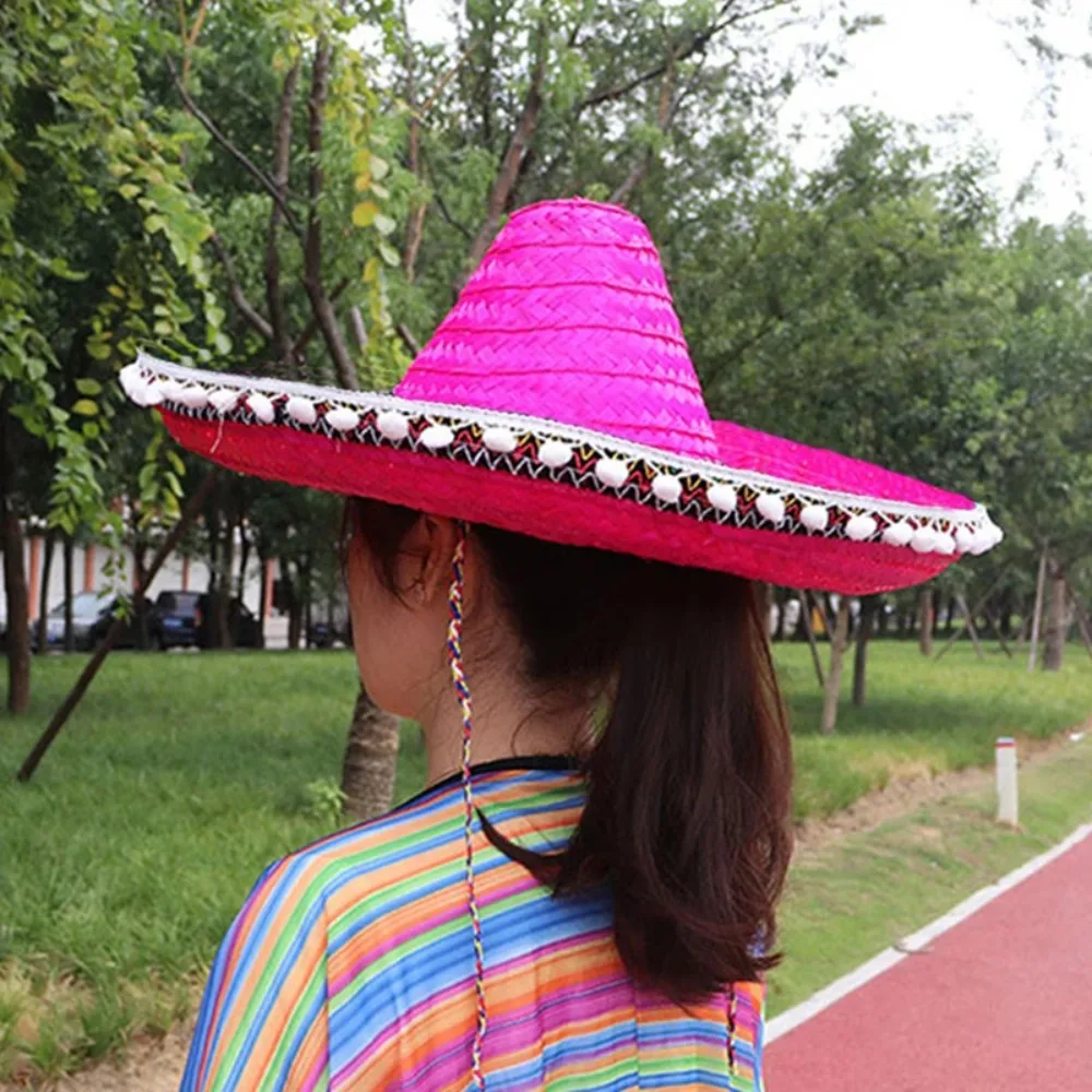 Mexican Party Hat Sun Hat Sun Protection Hat Colorful Wide Brim Straw Hats Summer Outdoor Sun Hat Sombrero Halloween Party Decor Apparel Accessories