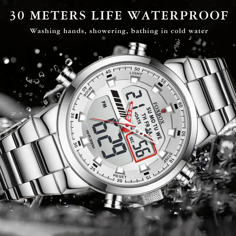 LIGE Fashion Quartz Eletronic Man Watch Business Waterproof Luminous Digital Dual Display Casual Sports Watch for Men Wristwatch