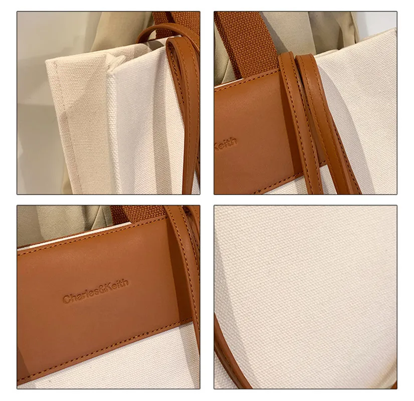 High Quality Canvas Leather Women Bags Shoulder Bags For Women Large Capacity Ladies Handbags Purse Shopping Bag Free Shipping