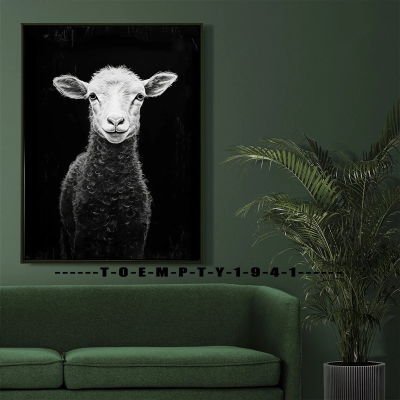Blackboard Animals Art Poster Canvas Printing Deer Buck Sheep Cow Dog Animal Dark Wall Decor Farmhouse Aesthetic Decoration Gift