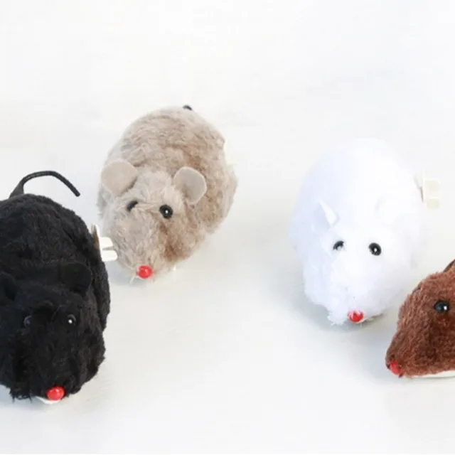 Cat Toy Lifelike Funny Running Rat Clockwork Mice Battery Free Durable Indoor Cats Interactive Plush Pets Kids Toys Random Color 5