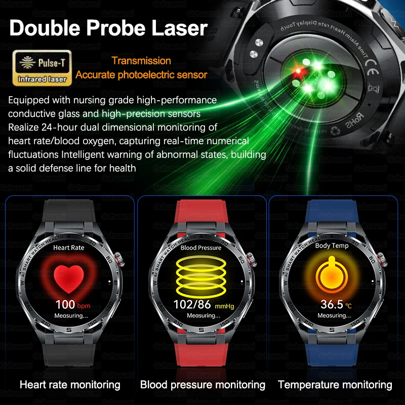 2026 New AI Health Smart Watch 1.53''AMOLED HD Screen ECG Bluetooth Call Uric Acid Blood Fat Heart Rate Monitor Sport Smartwatch 5