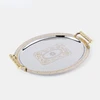 European Style Golden Metal Decorative Tray For Tea Coffee Table With Handle Oval Mirror Serving Tray provide luxury hospitality 5