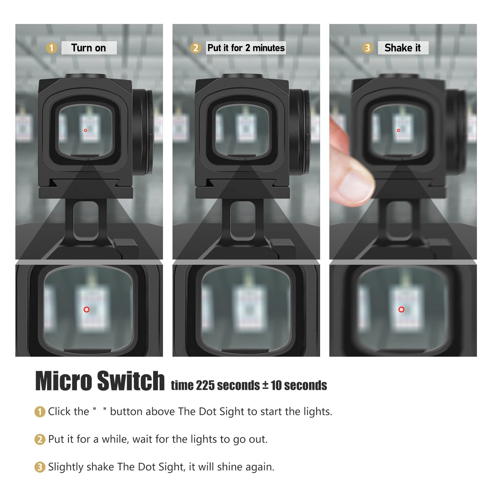 SHAKE AWAKE ENCLOSED RED DOT OPTIC 3 MOA RMSc FOOTPRINT - FITS