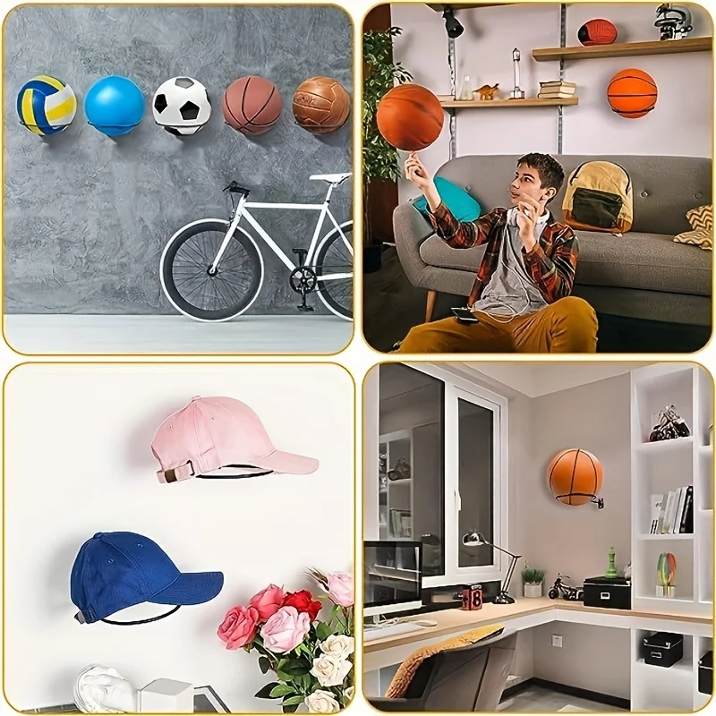Sports Ball Display Stand 1pc/2pcs Metal Wall Mounted Sports Ball Display Stand For Basketball Football Volleyball Durable Wall Storage Rack