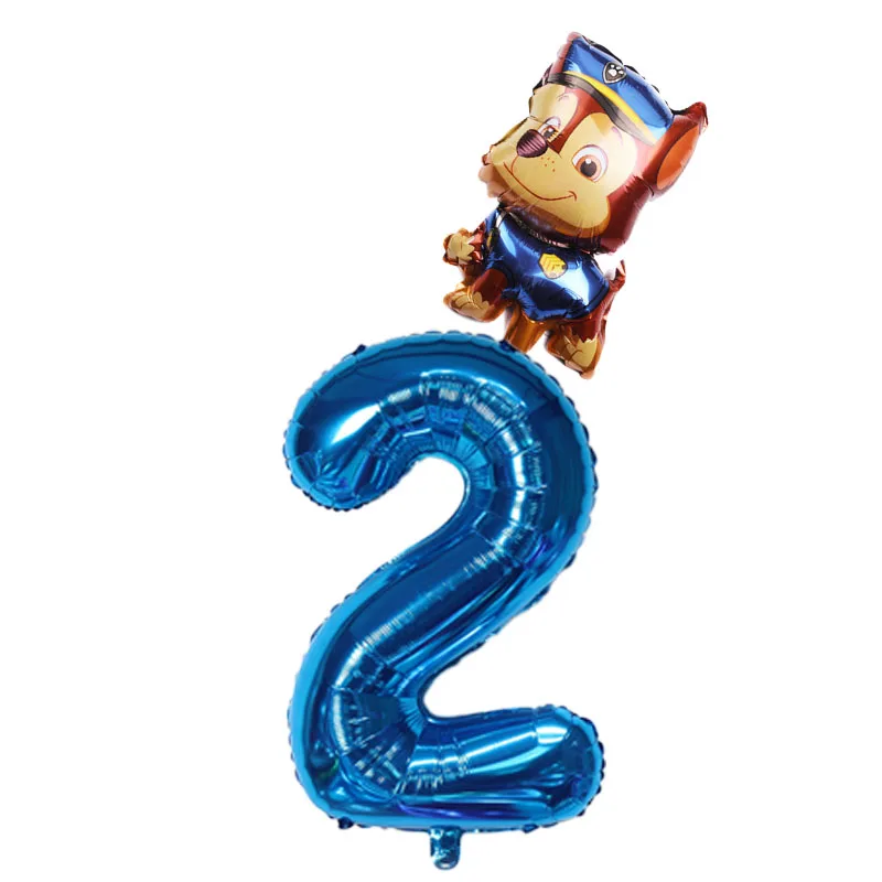 Cartoon paw patrol 32 inches Foil Number Balloons Chase Skye Rubble Child Birthday Party Decoration Balloon kids toy