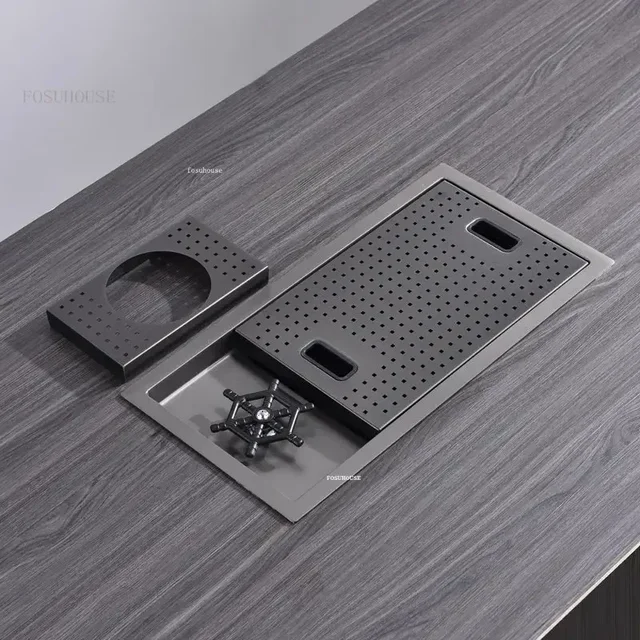 ซ่อนอ่างครัวสแตนเลส Handmade Single-slot Home Island Bar Mini อ่างล้างจานขนาดเล็กพร้อมถ้วยเครื่องซักผ้าและอ่างผัก A 2