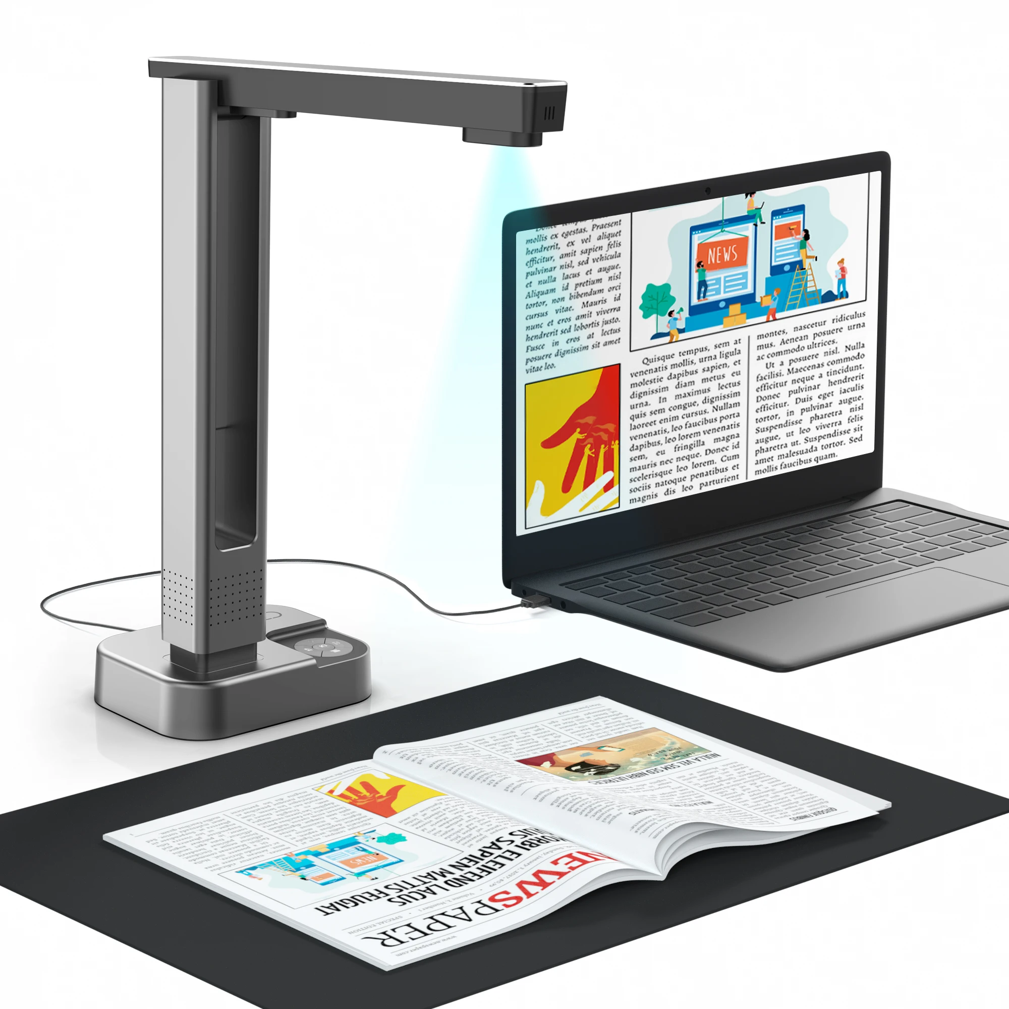 JOYUSING 16MP Book & Document Scanner, Auto-Flatten & Deskew Tech, A3, A4, OCR, PDF/Word/Txt/Excel on Windows, PDF on MAC