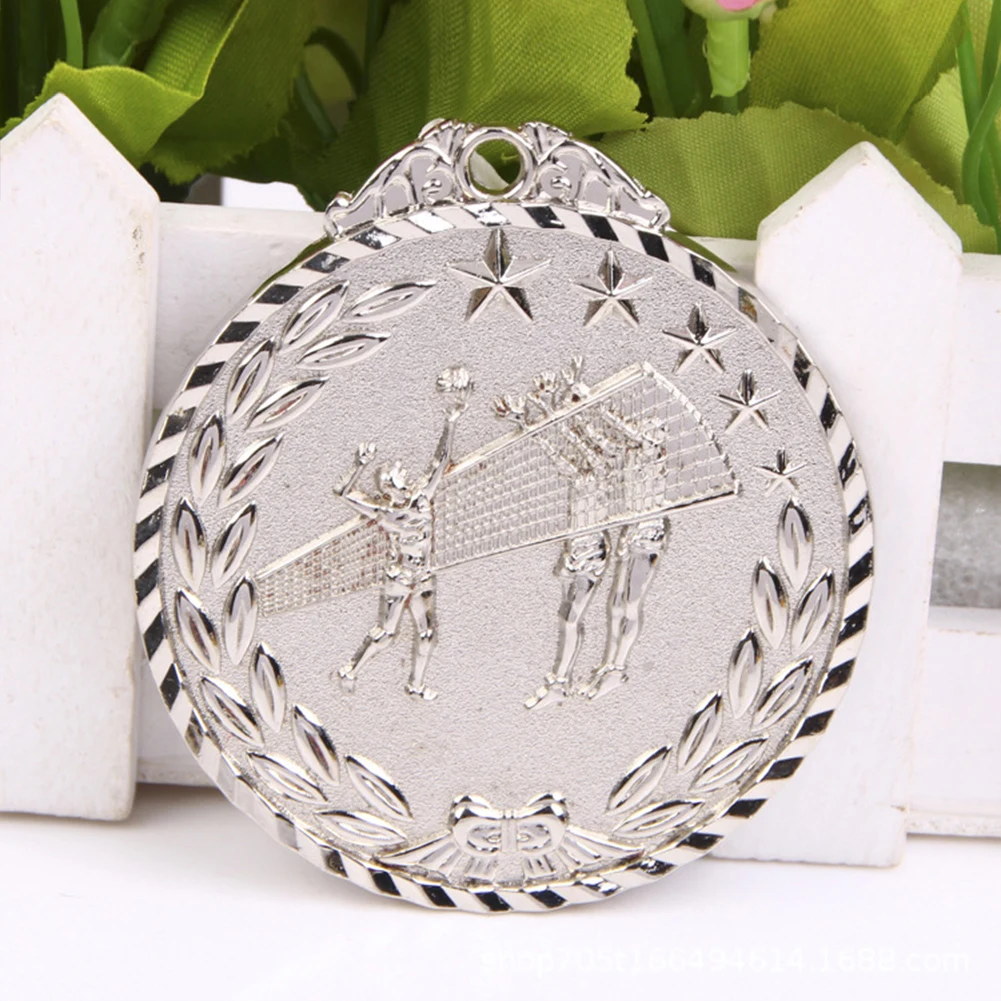 6.5cm Volleyball Medal Award Medals with Neck Ribbon Sports Rewards Gold/Silver/Bronze Medal for Marathon Ball Games