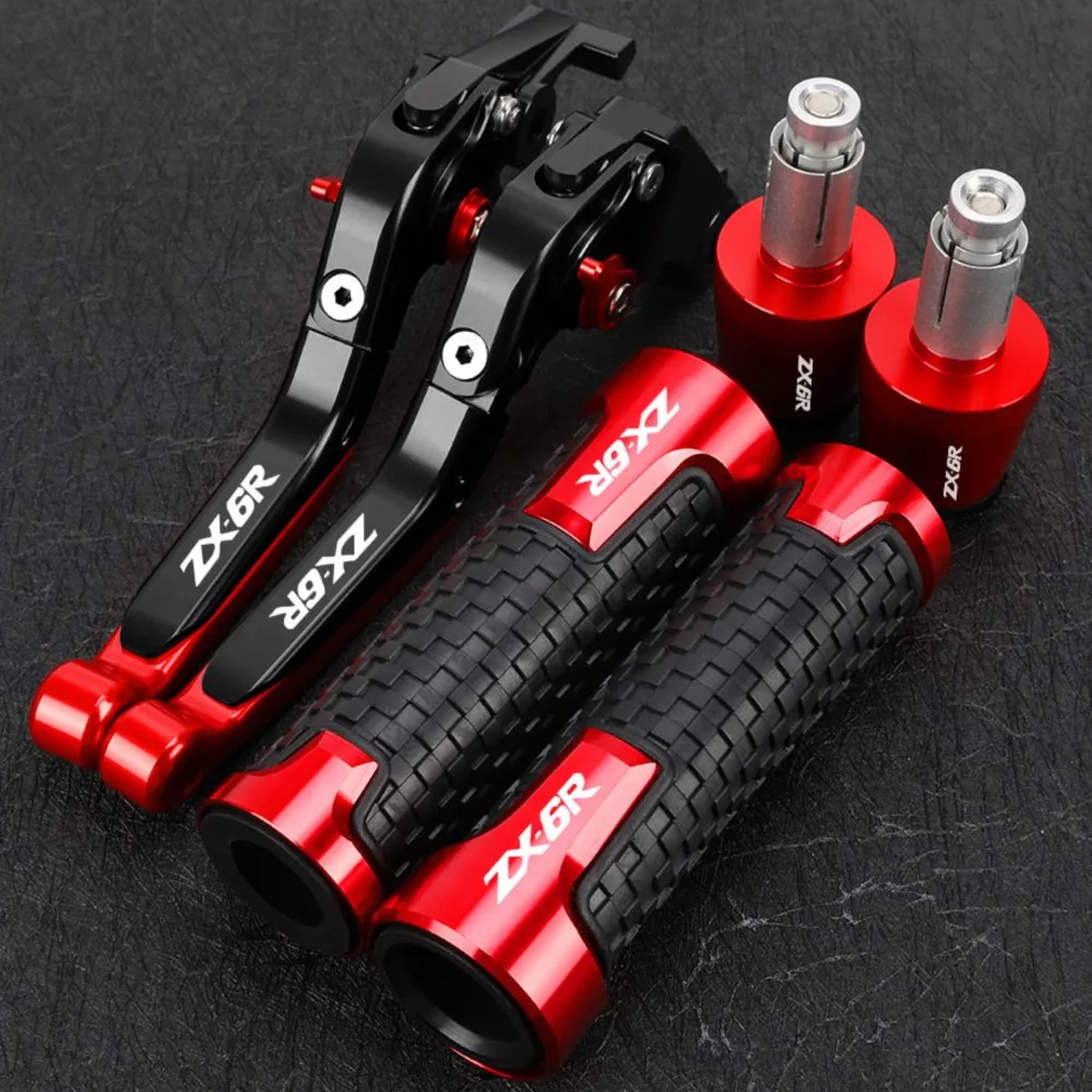 

For KAWASAKI NINJA ZX6R ZX-6R 2000 2001 2002 2003 2004 Motorcycle Extendable CNC Brake Clutch Levers Handlebar Handle Grips Ends