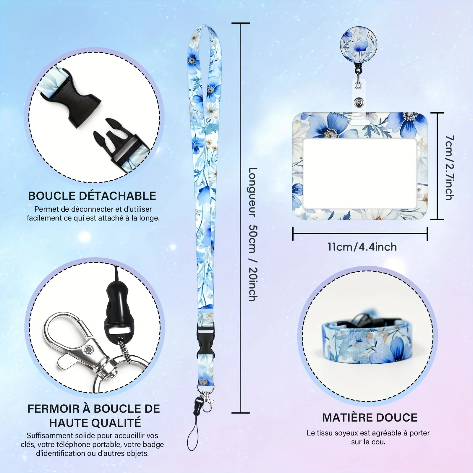 랜야드가 있는 배지 홀더, 카드 홀더가 있는 랜야드 배지, 릴 배지 홀더, ID 배지용 회전식 로브스터 클래스프가 있는 넥 스트랩