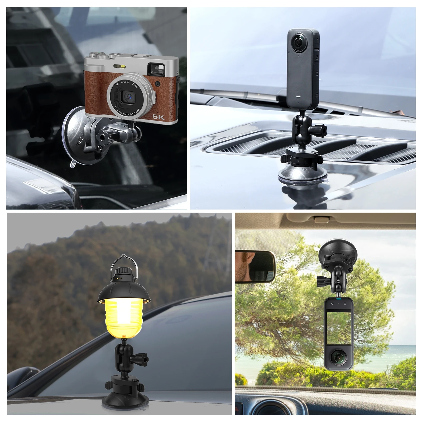 PULUZ 1/4 inch Magic Arm Suction Cup Mount for Gopro  DJI Insta360 Sports Camera Accessories