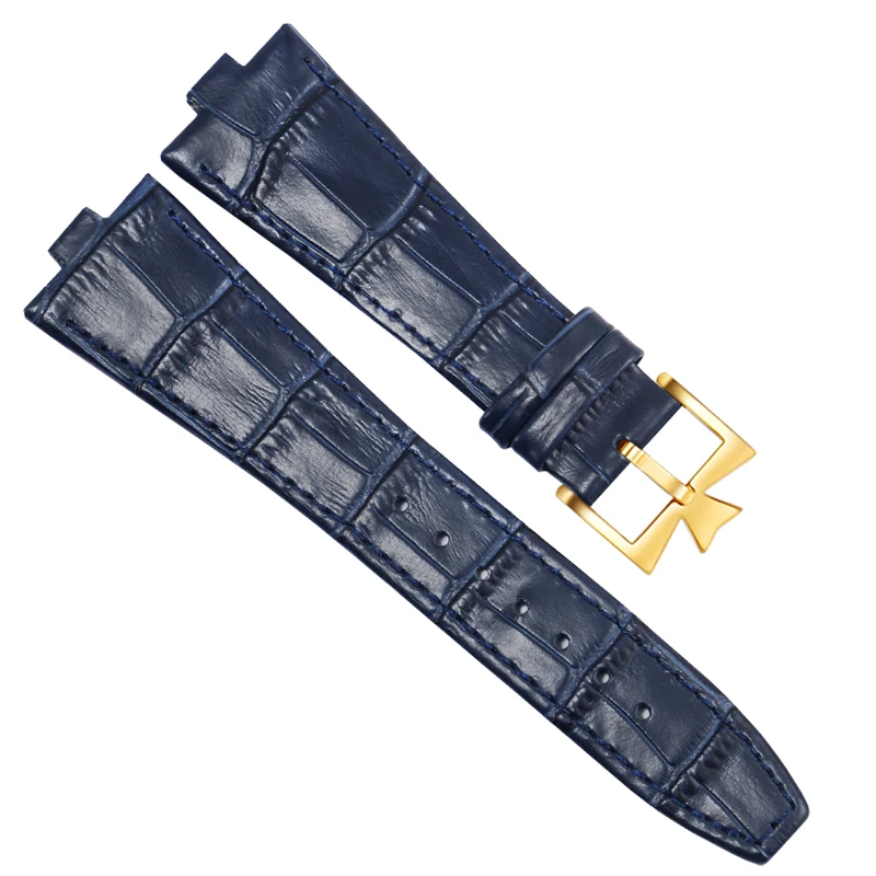 Premium Genuine Leather Watchband with Butterfly Buckle - 25-8mm Convex Interface Cowhide Strap