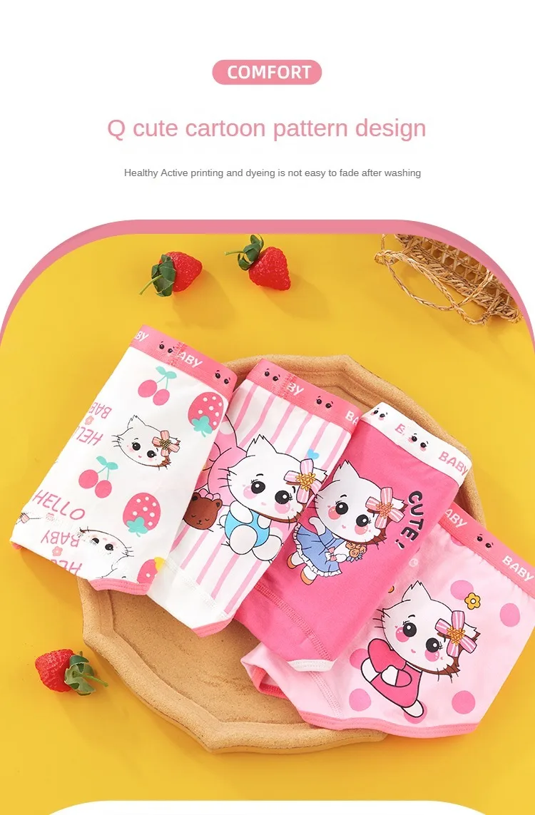 4 Stück süße Höschen Mädchen weiche Shorts Slips Unterwäsche Cartoon Höschen für Mädchen Kinder Kinder Baumwolle Unterwäsche Kleidung – Detail 8