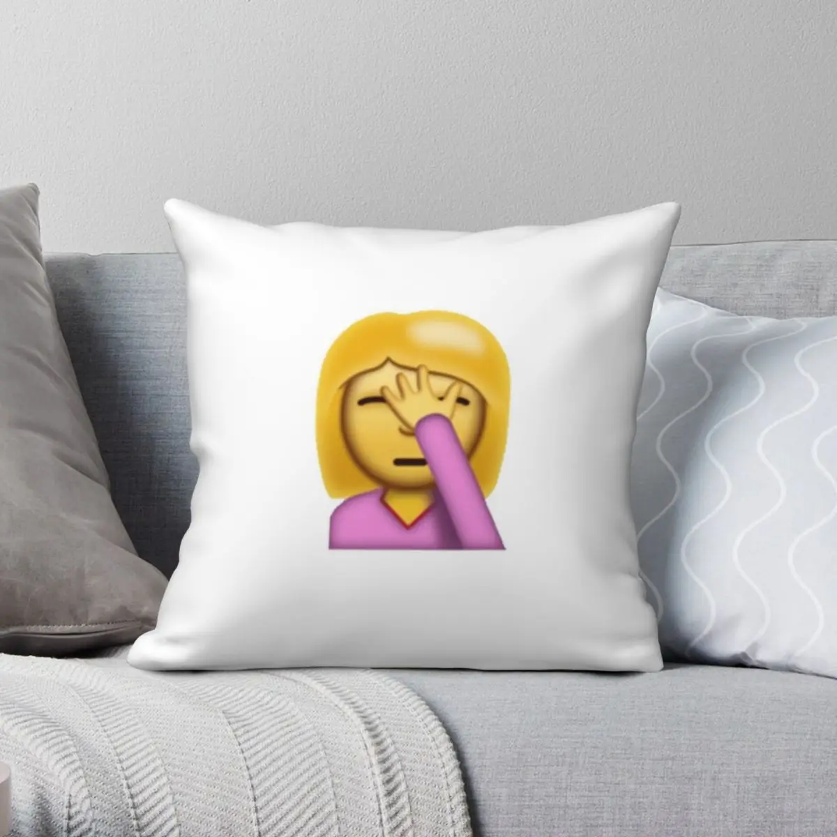 

Girl Facepalm Pillowcase Polyester Linen Velvet Pattern Zip Decorative Pillow Case Car Cushion Case Wholesale 45x45