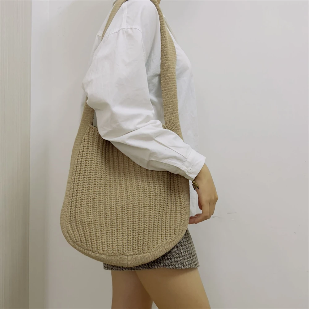

Women's Tote Bag Female Shoulder Large Capacity Designer Handbags Autumn Winter New Knitting Shopping Handle Women Shopper Bags