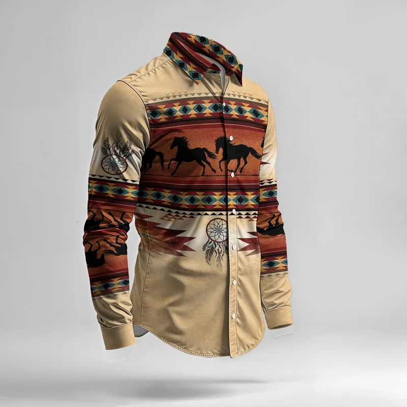 2025 Spring/Summer Fashion Men's Set Printed Simple Long Sleeve Suit Slim Fit Breathable Cotton Blended Casual Wear Resistant Fa_voghion.com