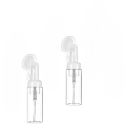 Foaming Plastic Facial Pump Bottle with Brush Head - Refillable Travel Soap Dispenser (2pcs - transparent)