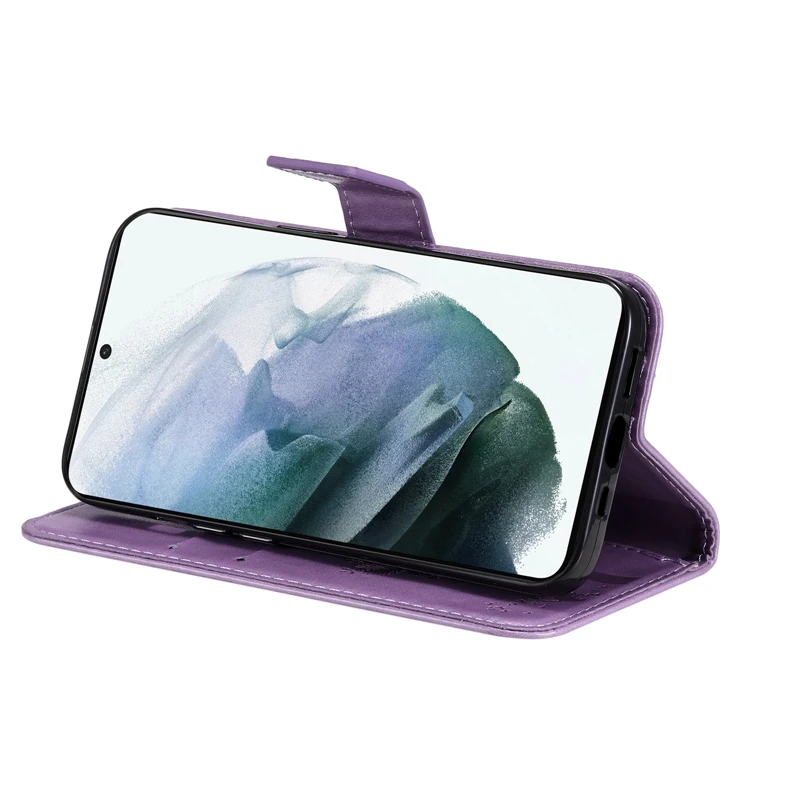 Geprägte Katzen-Geldbörsenhülle für Samsung Galaxy S22 S21 S20 S21FE S20FE S10 S9 S8 S7 Edge Note 20 10 9 8 PU-Leder Flip Cov_voghion.com