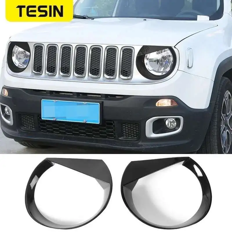 TESIN Lamp Hoods for Jeep Renegade Car Headlight Lamp Decoration Cover Exterior Accessories headlight lamp cover