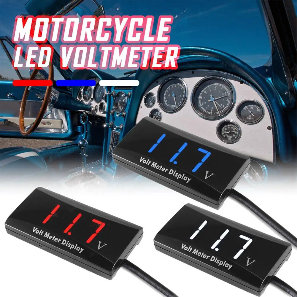 Voltmetro Per Auto 8V-16V Display Digitale A Led Voltmetro Di Rilevamento Batteria Impermeabile Universale Per Dropship Moto