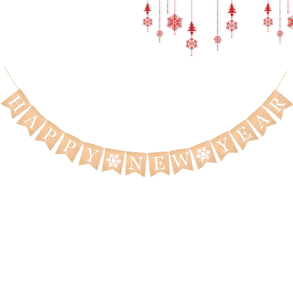

Christmas Banners New Year Party Photo Prop Flower Garlands Vintage Burlap Bunting