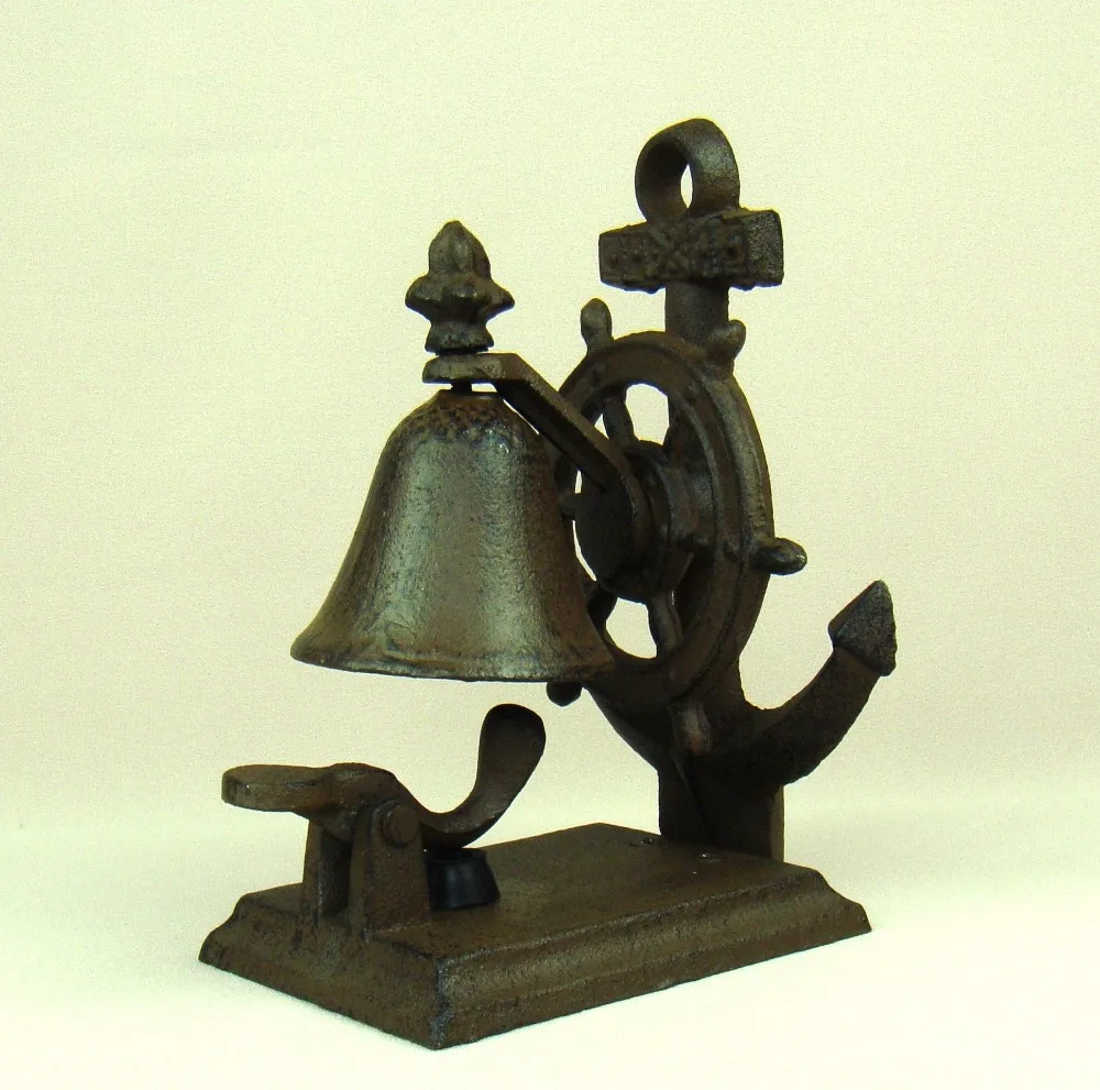 

Vintage Pig Iron Ship Tiller Model Knocking Bell Decorative Metal Anchor HandBell Nautical Curiosity Giftware Art Craft Ornament