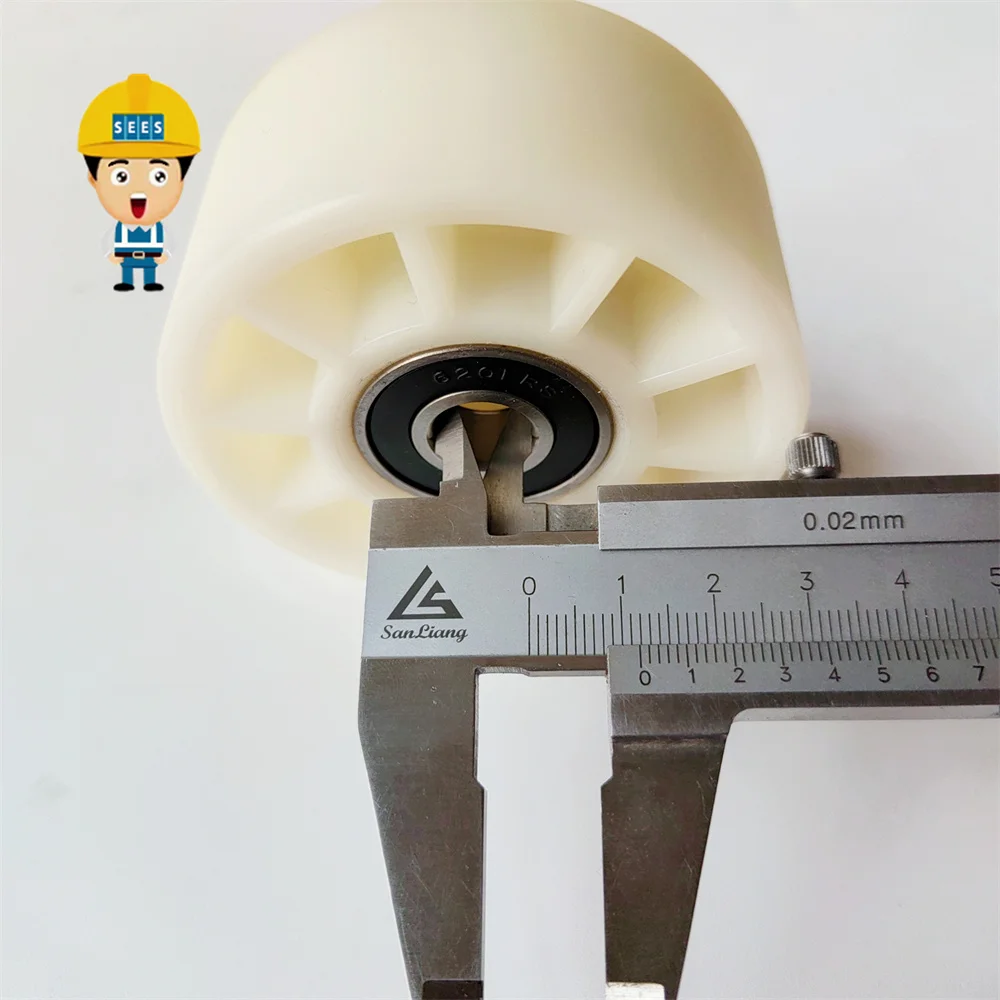 SEES GAA456CM1 XAA456BL Escalator Belt Roller H75mm 76*34*6201-2RS Use 506NCE OD76MM W34MM Bearing 6201 Without Axle M12 escalator handrail roller