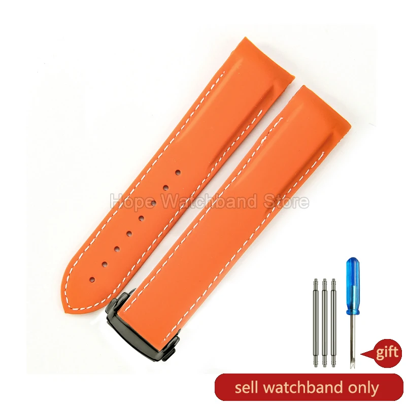 Omega Seamaster Vibrant Orange Silicone Watchband - Durable, Heat-Resistant & Soft-Textured