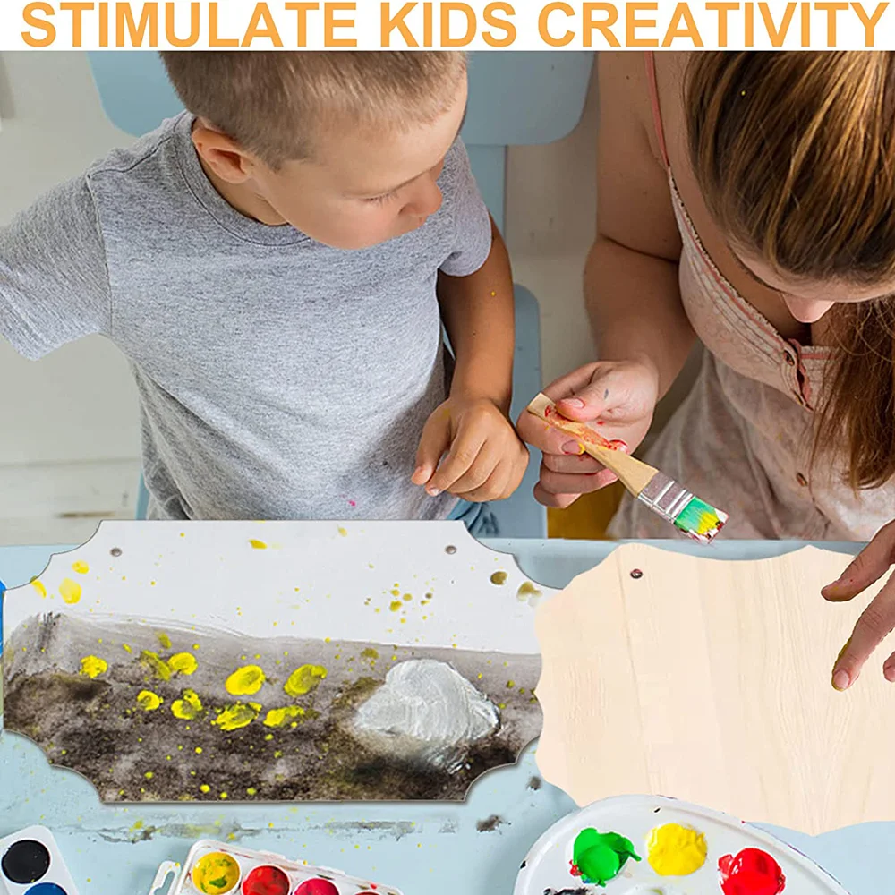 12 Pcs Unfinished Wood Sign Wood Blanks for Crafts Wood Hanging Sign Blank Rectangle Wooden Sign for DIY Painting Writing