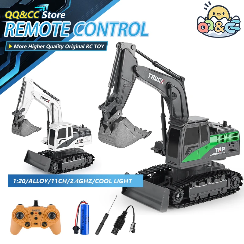 1/20 RC Excavator Car 2.4G Model Remote Control Engineering Vehicle Crawler Truck Children Toys for Boys Kids Christmas Gifts