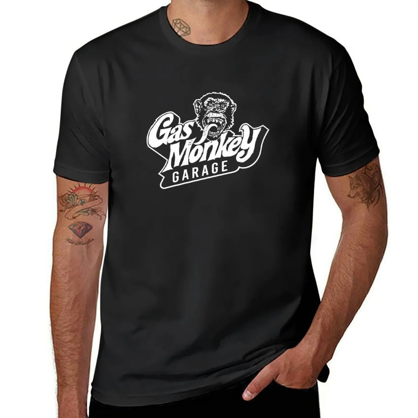 Garage monkey graphic tee in black – front view