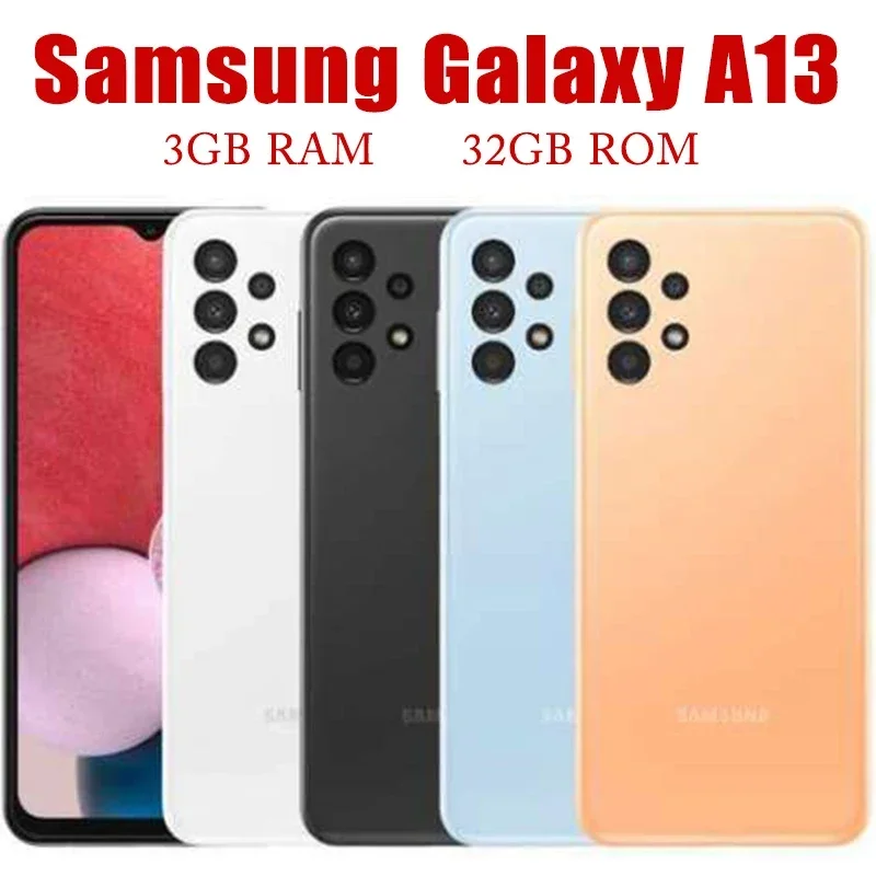 

Разблокированный оригинальный мобильный телефон Samsung Galaxy A13 4G A135 6,6 "3 ГБ ОЗУ 32 Гб ПЗУ 50мп четырехъядерная камера LTE сканер отпечатков пальцев Android