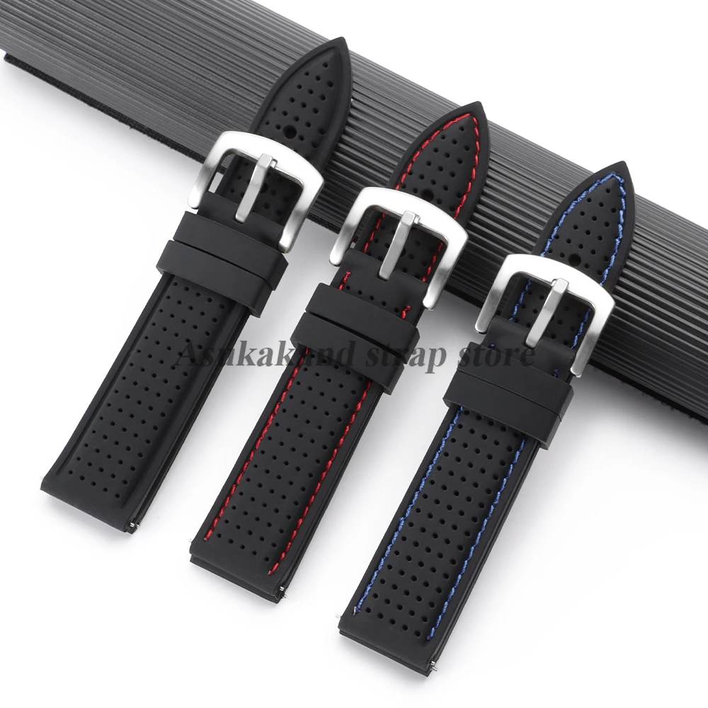 Enhanced Silicone Waterproof Watch Band - Soft, Breathable, Quick Release Wrist Strap