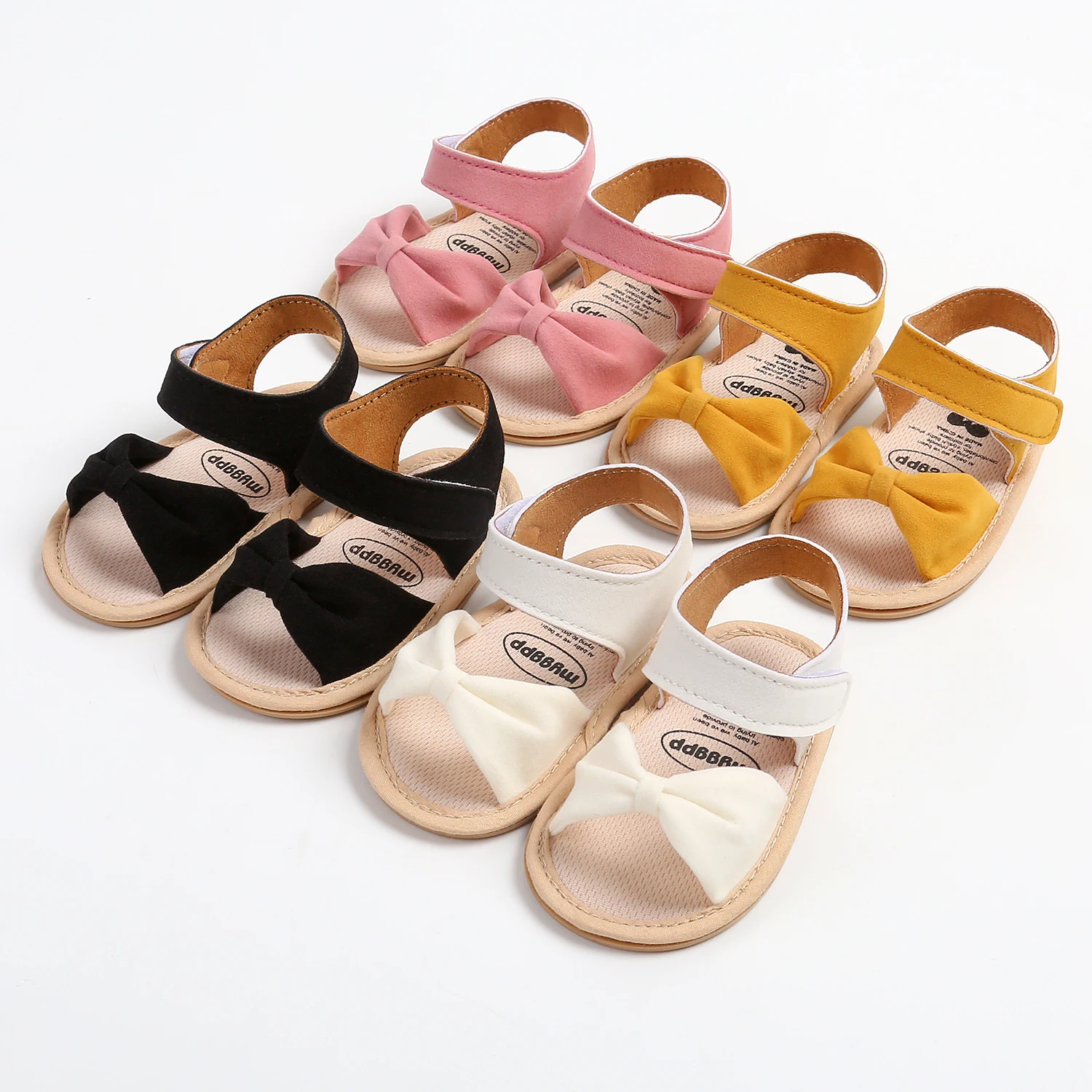 Infant Baby Girl Shoes Summer Sandals PU Leather Bowknot Rubber Sole Anti-Slip Newborn First Walker Crib