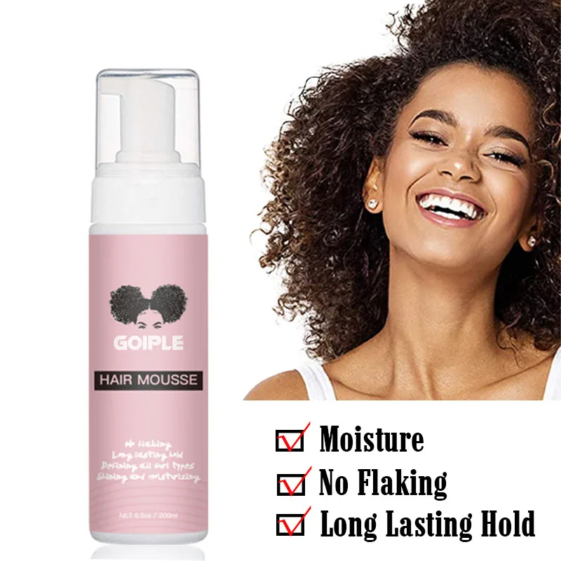 Curly Hair Mousse 200ml Moisturizing Natural Curly Hair Styling Foam for Lace Wig Strong Hold Mouss Foaming Curl Defining Hair Mousse Foam