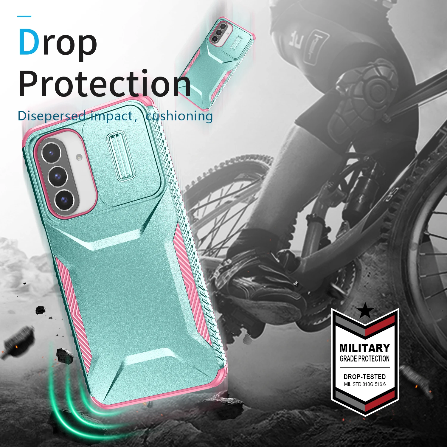 Armor Shockproof Case with Camera Lens Slide Cover