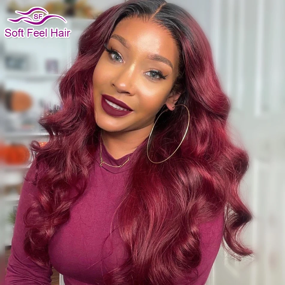 

Burgundy 4x4 Body Wave Lace Closure Human Hair Wig For Women 1B/99j Colored Body Wave 4X4 Lace Wig Pre Plucked Burgundy Wig