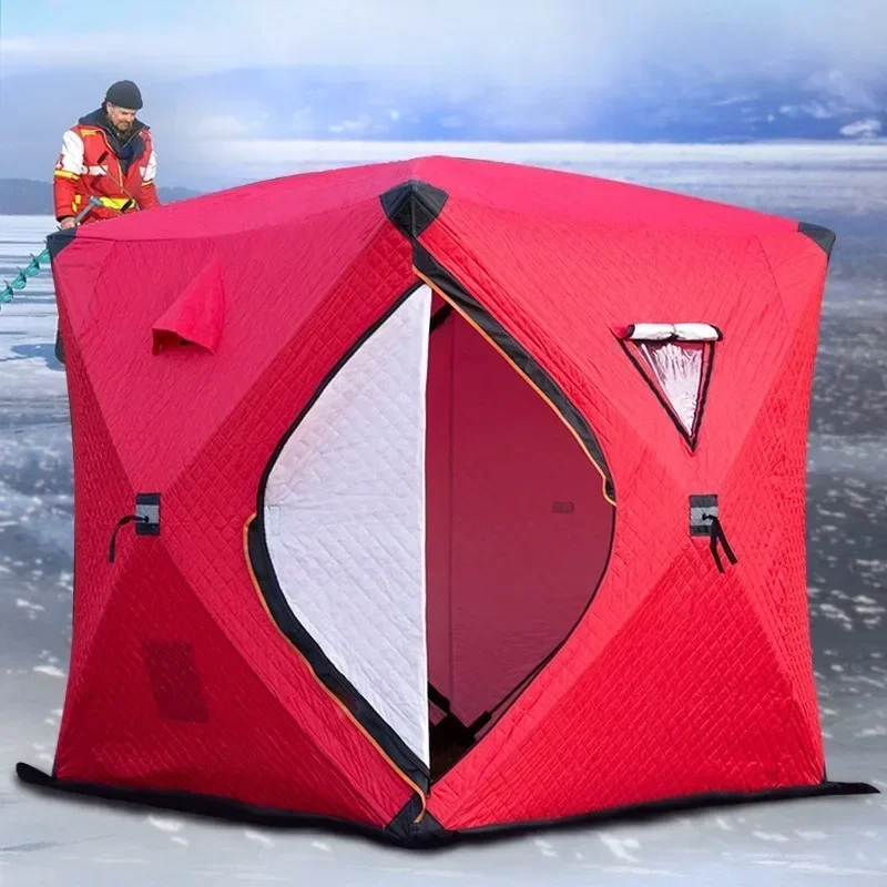 Outdoor 3-4 Person 4 Season Camping Sauna Tent Thickened Automatic Winter Ice Fishing Tent with Window/Chimney Hole