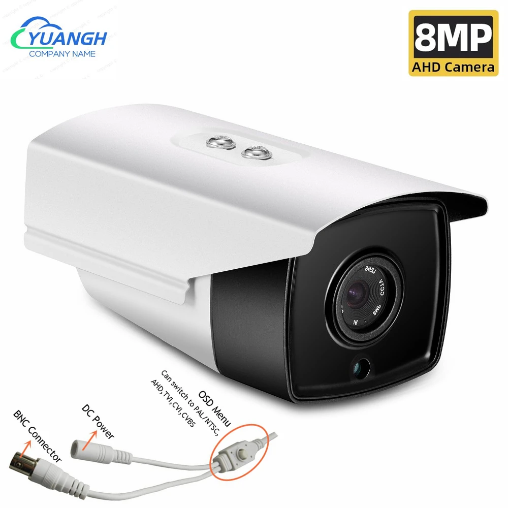 8MP Outdoor Analog CCTV Camera Waterproof 3.6mm Lens 4K AHD Security Bullet Camera With OSD Menu On Cable hamrol 1080p ahd analog camera hd 2 8mm wide angle lens waterproof nightvision indoor outdoor cctv bullet camera