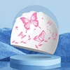 Waterproof Silicone Swim Caps for Women Men High Ealsitc Long Hair Ear Protection Swimming Cap Butterfly Printed Adult Swim Caps 4