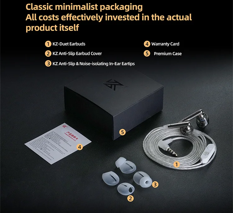 Auricolari KZ Duet Dual Dynamic Driver Units Auricolari cablati in-ear_voghion.com