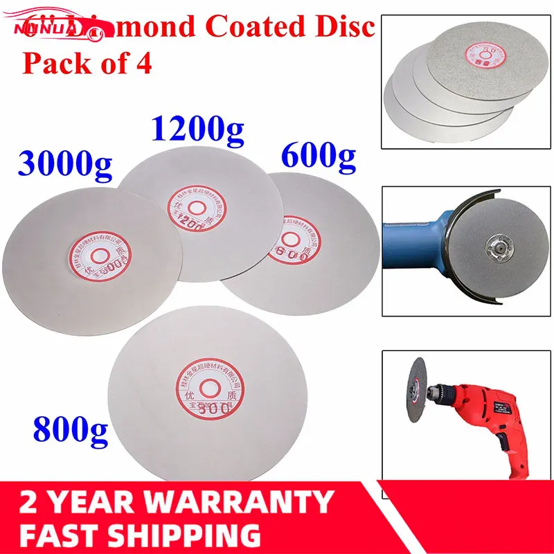 4pcs 6" Diamond Polishing Disc 600/800/1200/3000 Grit Flat Lap Parallel Grinding Wheel Lapping Grinding Disc Tool Polishing Laps