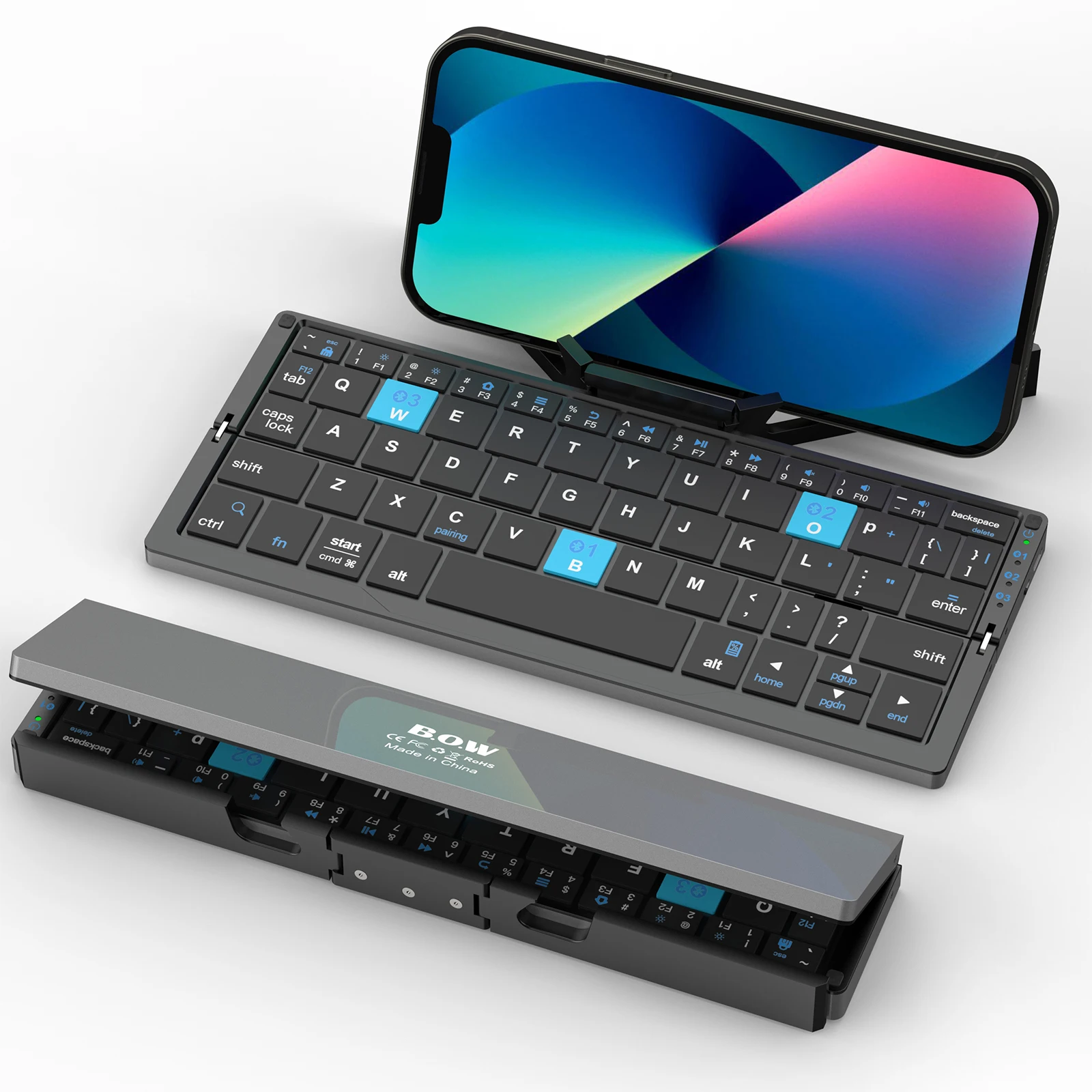 Wireless Folding Keyboard for iPads Phones Tablet