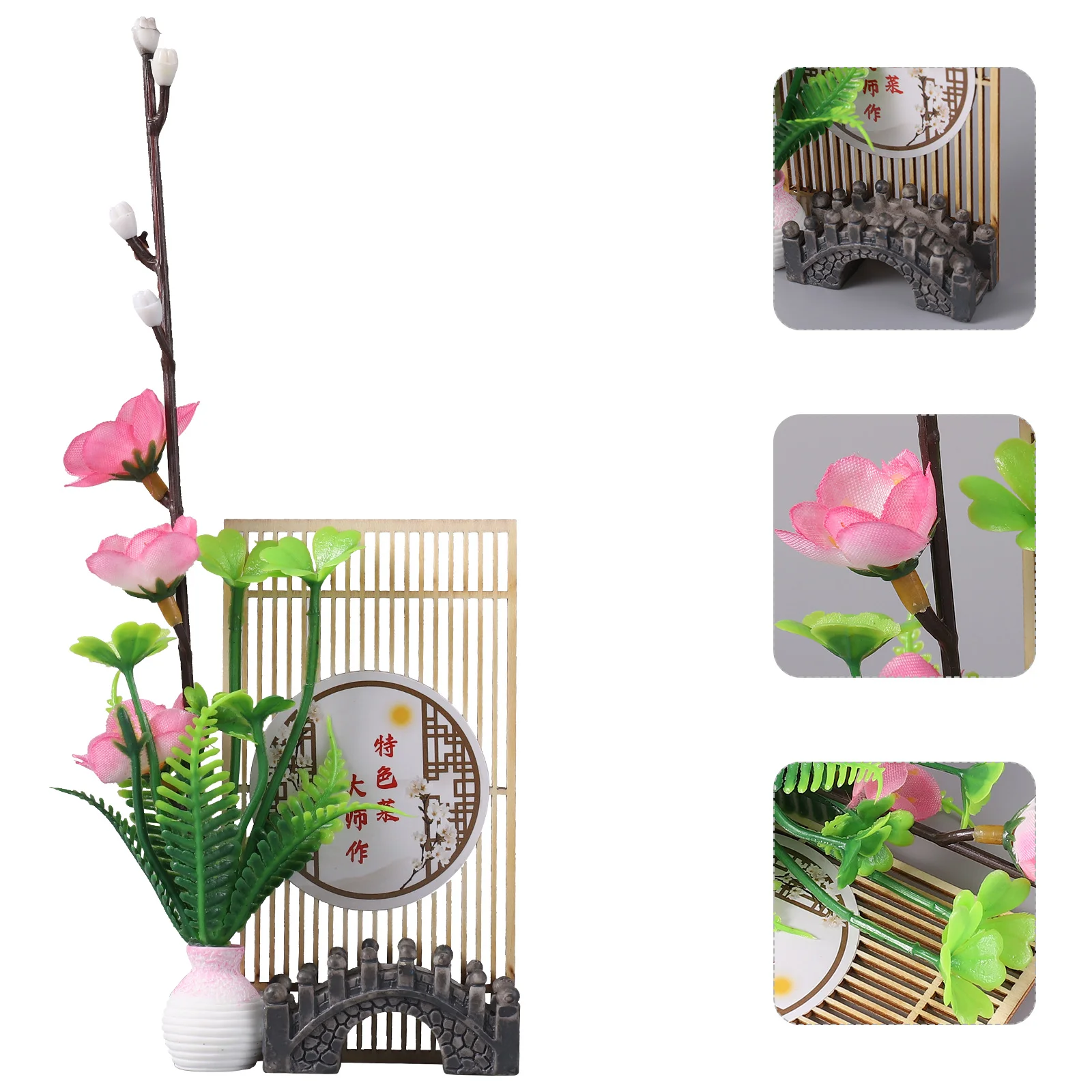 Pink Lifelike Flower Adornment Sushi Platter Decor Faux Plants Plate Decoration Dining Serving Plates Japanese Restaurant Supply