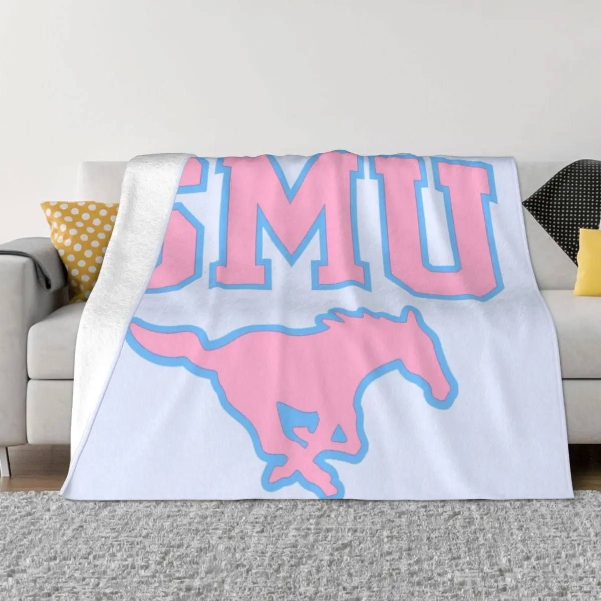 

SMU Blue Logo & Pink Peruna Throw Blanket Kid'S Extra Large Throw Baby Summer Blankets