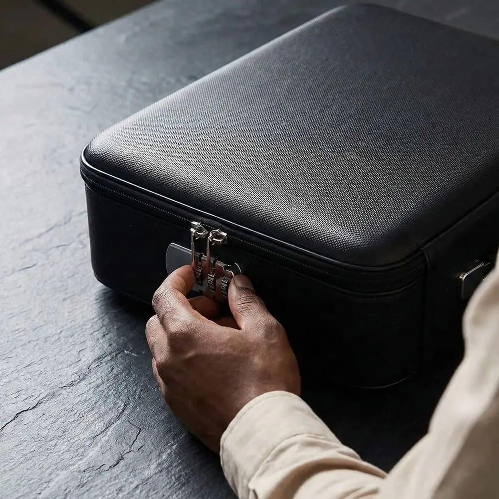 Fireproof Box Water Resistant Hard-Shell Design File Security Bag Password Lock Wear-resistant Files Briefcase_voghion.com
