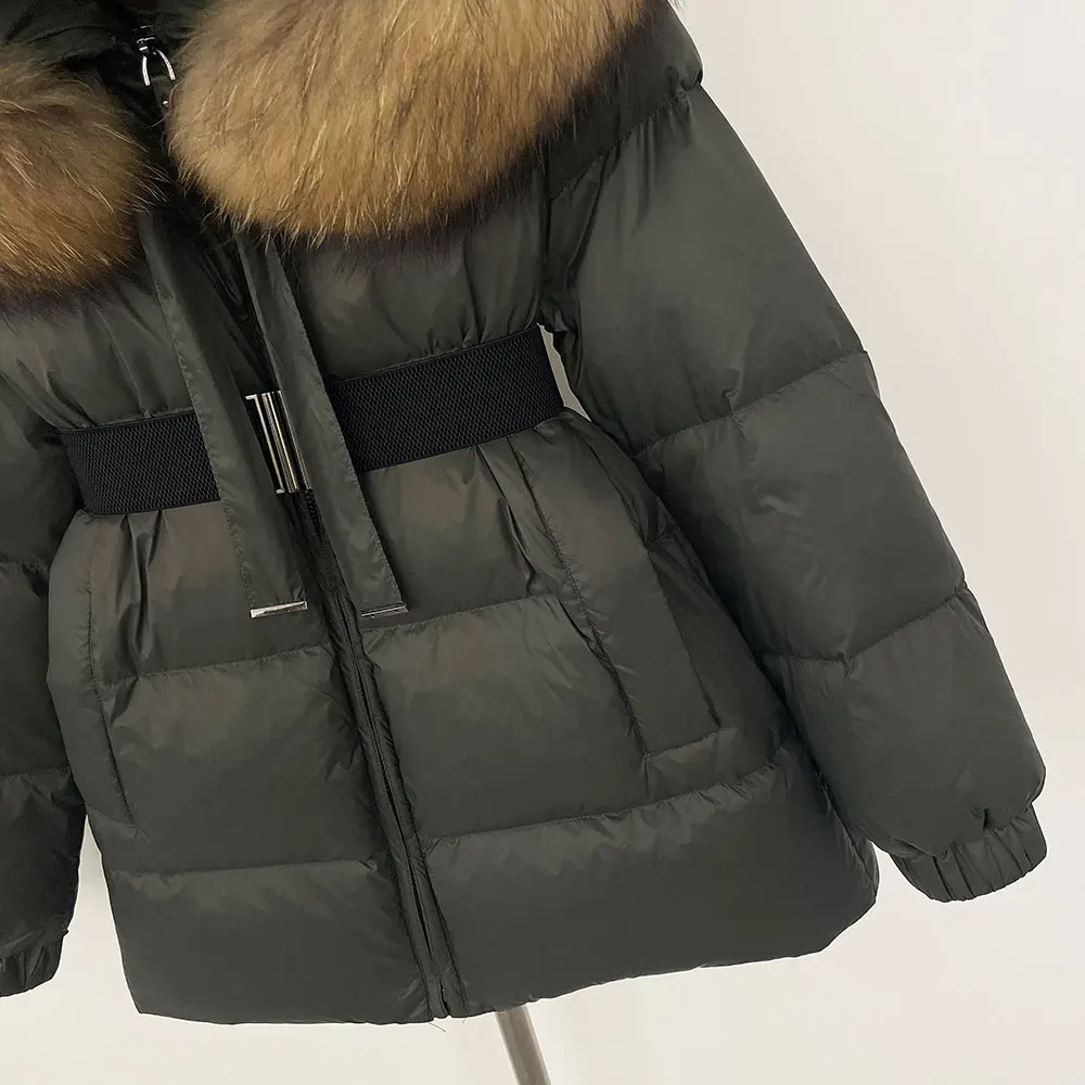 Parka à capuche imperméable en fourrure de renard pour femme